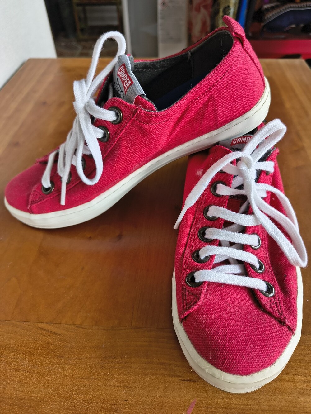 Camper Red Canvas Sneakers Before & After Emirates Team NZ EU 37 US 7